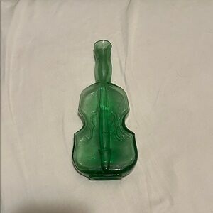 Green Violin-Shaped Glass Bottle